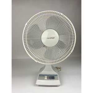 Vintage Advantage 12" Desk Fan 3 Speed Oscillating White Fan Guard Metal 12C-185